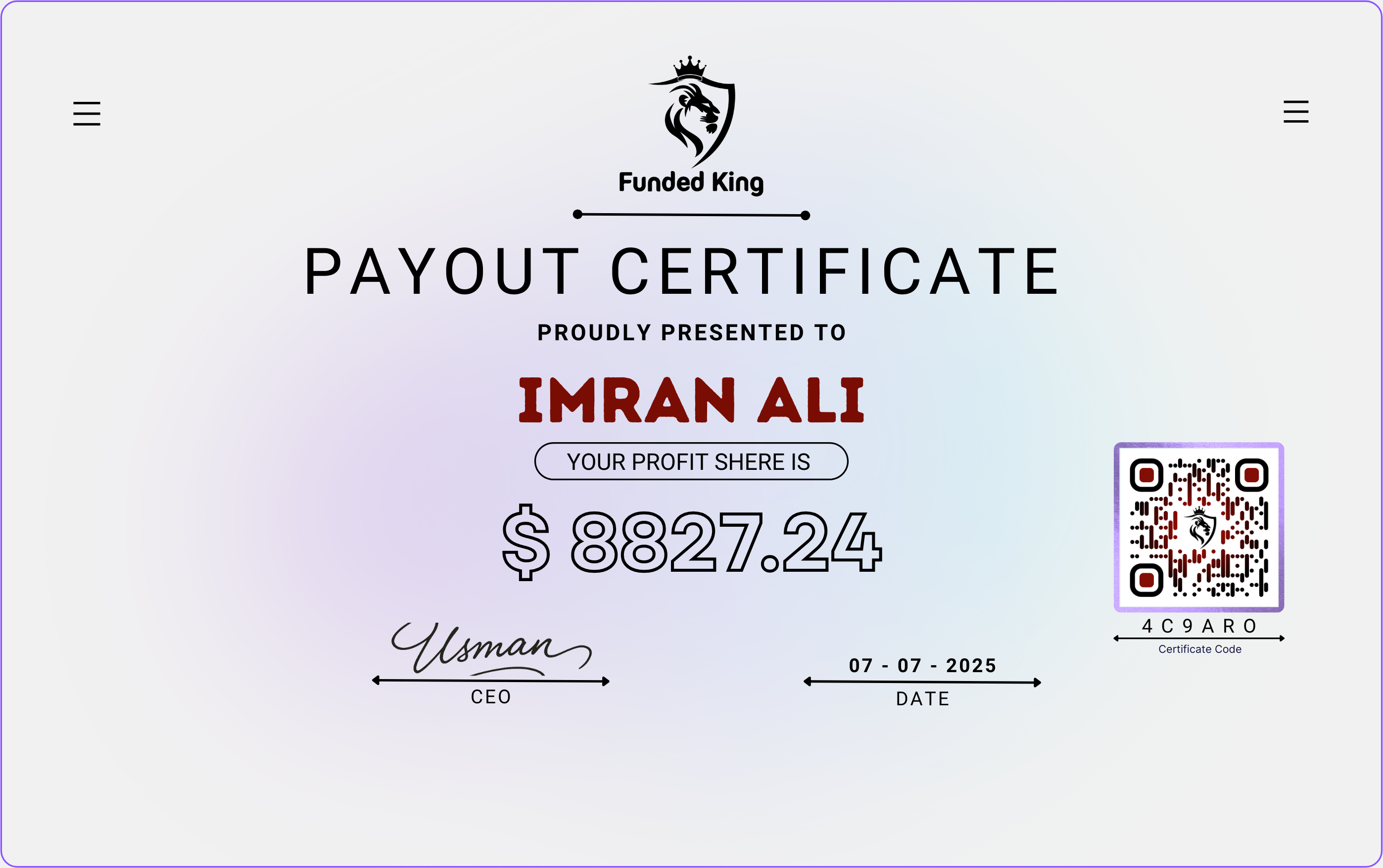 Trader Certificate