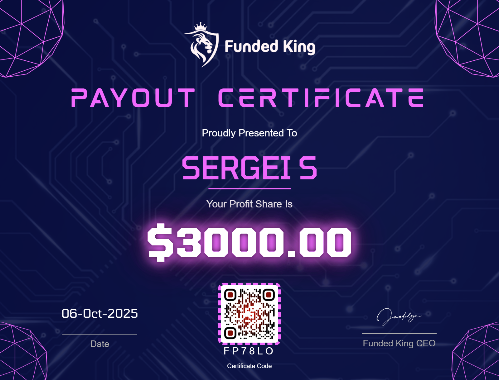 Trader Certificate