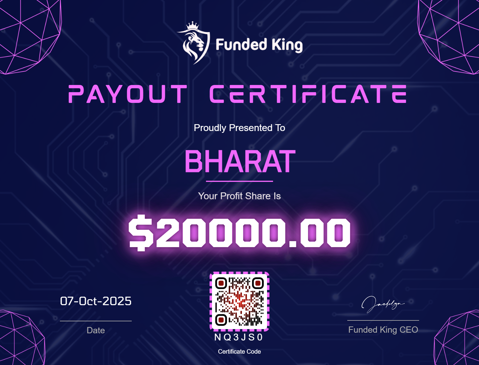 Trader Certificate