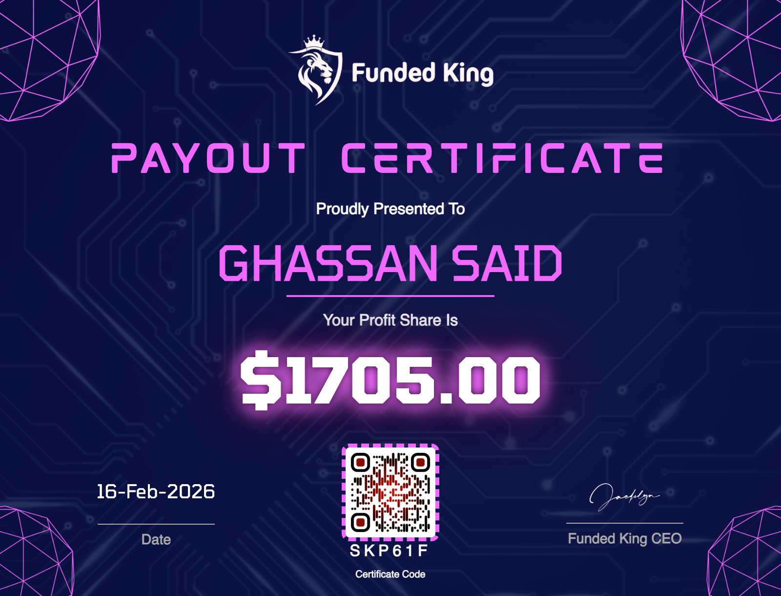 Trader Certificate